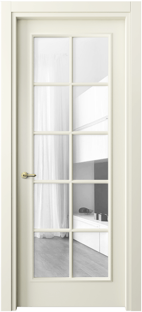 Дверь межкомнатная 8102 ММБ Прозрачное стекло. Цвет Матовый молочно-белый. Материал Гладкая эмаль. Коллекция Париж. Картинка.