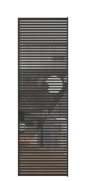 Дверь межкомнатная АЛПЛ040.07 ЧРН Алюминий Черный Stopsol Clear прозрачное. Цвет Алюминий Черный. Материал Алюминий. Коллекция Формато. Картинка.