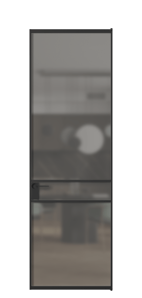 Дверь межкомнатная АЛПЛ040.02 Серый сатин триплекс ЧЕР. Цвет Алюминий Черный. Материал Алюминий. Коллекция Формато. Картинка.