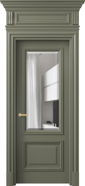 Дверь межкомнатная 7302 МОТ ПРОЗ Ф. Цвет Матовый оливковый тёмный. Материал Гладкая эмаль. Коллекция Антик. Картинка.