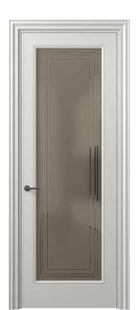 Дверь межкомнатная 8400 МСР Бронзовое сатинированное стекло с гравировкой Маскот. Цвет Матовый серый. Материал Гладкая эмаль. Коллекция Маскот. Картинка.